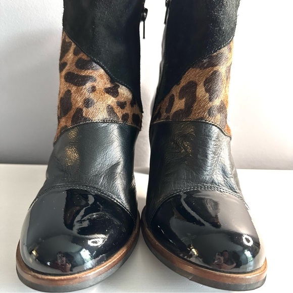 HISPANITAS Leather Ankle Heel Boots Sz 40 (8.5) Suede Pony Hair Animal Print - Picture 3 of 12